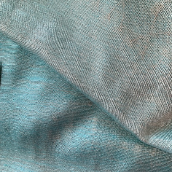 Women big scarf with trim in Teal & gold colour Laura in mint condition - Picture 7 of 8